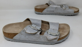 Birkenstock Women&#39;s Arizona Sandals Size 36 / 5 Metallic Silver Gray Leather VTG - £22.91 GBP