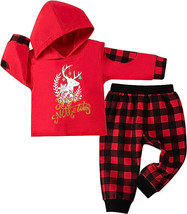 NEW Jingle All The Way 2 Pc Christmas Outfit sz 6-12 mo. w/ red reindeer... - £7.84 GBP