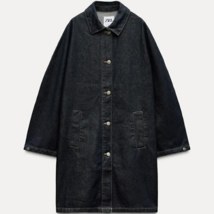 Zara Bnwt 2024. Dark Indigo Denim Trench Jacket Coat. 3607/274 - $132.73