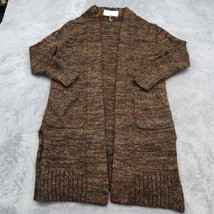 Forever 21 Sweater Womens S Brown Casual Long Knitted Cardigan with Side Slits - £20.55 GBP