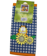 Vintage Garfield &amp; Odie Apron Kids Pouch Half Blue Plaid Sunflowers Cott... - $195.32 MXN