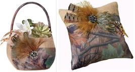 Camouflage Rustic Wedding Ring Pillow Flower Basket Set (2) Lillian Rose - £19.97 GBP