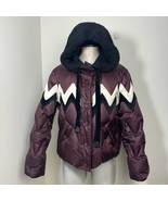 COACH Fair Isle Puffer Winter Jacket Size Large Red Wine, Burgundy, Whit... - $241.72