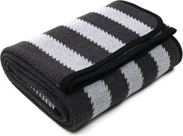 Putian Merino Wool Blanket Camping Outdoor Blanket - 63&quot; X 51&quot; Grey Stripe Great - £32.88 GBP