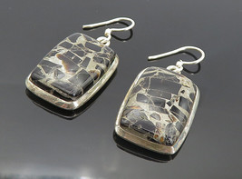 925 Sterling Silver - Vintage Black Onyx Mosaic Square Dangle Earrings - EG3173 - £38.64 GBP