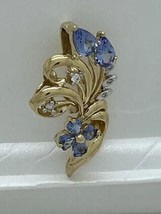 2Ct Pear Cut Lab Created Blue Tanzanite Flower Pendant 14k Two-Tone Gold Plated - £128.97 GBP