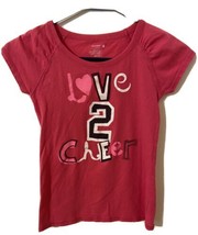 Old Navy  T shirt Girls Size M  Love to Cheer Hot pink Cap Sleeve Round Neck - $2.78