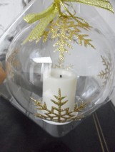 Candle Impressions Glass Ornament with Gold or silver Glitter Snowflakes VINTAGE - £23.22 GBP