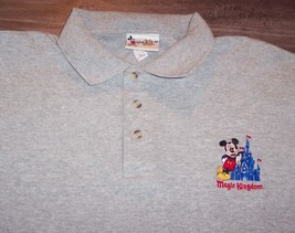 Vintage Walt Disney World Mickey Mouse Magic Kingdom Polo T-Shirt Mens Xl Gray - £42.83 GBP