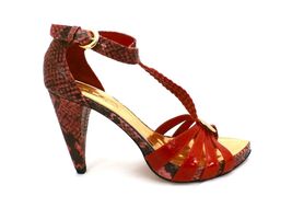 Designer Stiletto High Heels Gracienne Womens Sz 10 Red Gold Snake Skin ... - $28.71