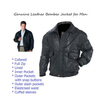 Genuine Leather Bomber Jacket Aviator Style fully lined Pockets Inside O... - £49.34 GBP+