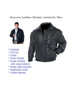 Leather Bomber Jacket Genuine Aviator Style fully lined Pockets Inside O... - $841.06 MXN+