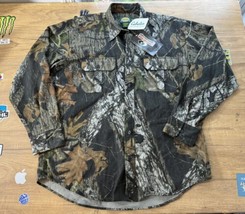 Cabelas Bowhunter Mossy Oak Break Up Camouflage Chamois Cloth Button Shirt LARGE - £31.54 GBP