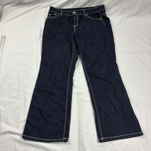 Nine West Womens Bootcut Jeans Blue Dark Wash Contrast Stitching Plus Si... - $15.84