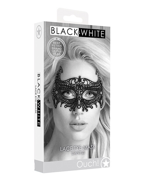 Shots Ouch Black &amp; White Lace Eye Mask Empress Black - $11.65