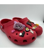 Crocs Classic Clog Red Size W9 M7 with Rare Jibbitz Charms Custom Decorated - $42.99
