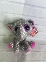 Kmart Big Eyed Eyes Gray White Polka Dot Elephant Stuffed Animal Plush Toy 8in - £27.53 GBP