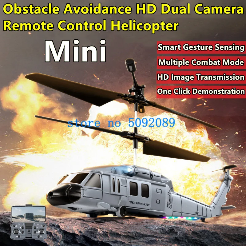 Obstacle Avoidance Mini Remote Control Helicopter 6-Axis Gyroscope HD Camera - $43.93+