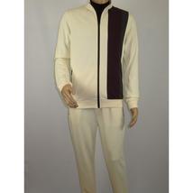 Men's Monte Carlo Turkey Jogging Suit 2pc Jump Set Stretchable 95061 Ivory Wine image 7