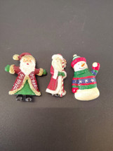 Rosin or Plaster Santa Clause  and Snowman Christmas Pin ~ Brooch/set of 3 - £12.70 GBP