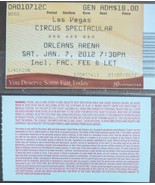  Las Vegas Circus Spectacular Orleans Arena Jan 7 1012 Ticket Stub - €4,23 EUR