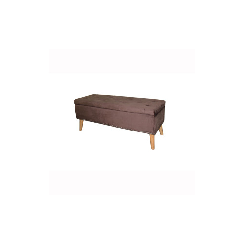 Ore Furniture 17 in. Brown Suede Tufted Storage Bench - $112.61