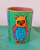 Handmade Hand Painted 3D Ceramic  &quot;Owls&quot; Pen / Brush Holder - £23.73 GBP