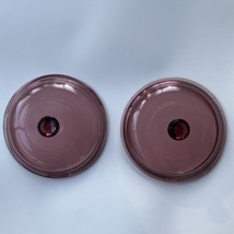 2 x Pyrex Vision Corning Ware Cranberry and Amber Glass Lid 7 1/4&quot; Replacement - £14.41 GBP