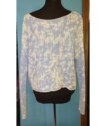 PINK Victoria&#39;s Secret Blue White Tie Dye Cropped Off the Shoulder Knit ... - £22.03 GBP