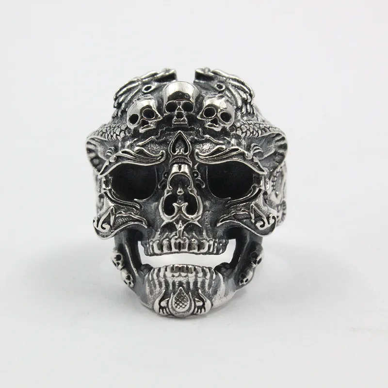 Hip-Hop Men&#39;s Biker Rings Ghost Head Skull Ring Gothic Punk Rock Biker Jewelry A - £53.44 GBP