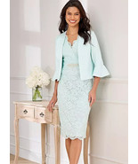 Kaleidoscope Mint Lace Dress &amp; Jacket   UK 14   (fm80-4) - $150.29