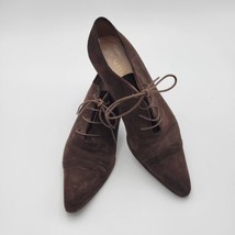 Vintage Chanel Brown Suede Shoes lace ups size 37.5 Unique. Rare find - $260.87