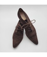 Vintage Chanel Brown Suede Shoes lace ups size 37.5 Unique. Rare find - £226.22 GBP