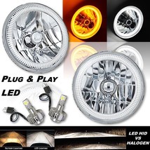 7&quot; Crystal Switchback White Halo Angel Eye Amber Turn Signal LED Headlights Pair - £201.62 GBP