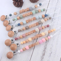 Custom Name Wooden Bead Pacifier Clip - Eco-Friendly - £9.31 GBP