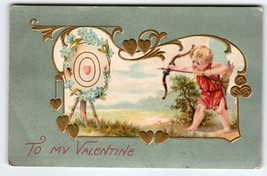 Valentines Postcard Cherub Angel Shooting Arrow Target John Winsch Back Germany - £10.43 GBP