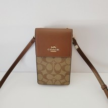 Coach CM234 Signature NS North South Cell Phone Crossbody Clutch Khaki S... - $116.08