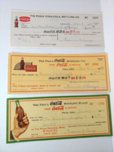 1945 56 63 Coca Cola Piqua Ohio Bottling Co Bank Check set of 3 differen... - $24.70