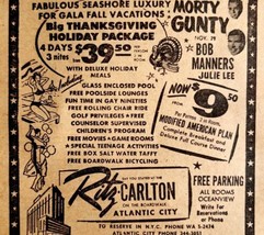 Ritz Carlton Atlantic City Advertisement 1963 Boardwalk Hotel Thanksgivi... - £31.37 GBP