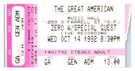 Zero Concert Ticket Stub October 14 1992 San Francisco California - £19.41 GBP