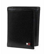 Tommy Hilfiger Men&#39;s Leather Trifold Wallet, Oxford Black, One Size - £29.47 GBP