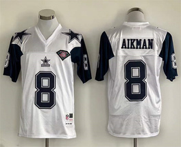 Men's Troy Aikman #8 Stitched Jersey White Navy - $45.00