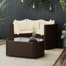 4 Piece Patio Lounge Set with Cushions Brown Poly Rattan - $11,416.72 MXN