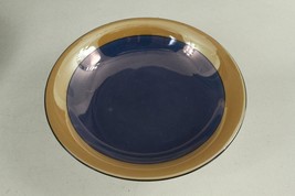 Vintage Blue Peach Lustreware China PM BAVARIA Black Shallow Serving Bowl 7.5&quot; - £10.96 GBP