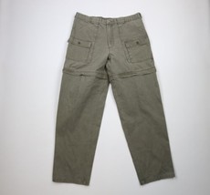 Vintage 90s Streetwear Mens 38x33 Faded Canvas Convertible Pants Shorts Green - £47.43 GBP