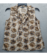 Adrianna Papell Blouse Top Women Small Multi Floral Ruffled Sleeveless T... - $29.32 CAD
