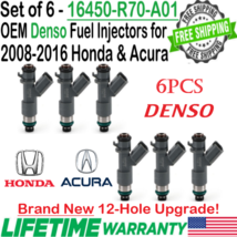 NEW OEM x6 Denso 12-Hole Upgrade Fuel Injectors for 2008-16 Honda Accord 3.5L V6 - £210.49 GBP