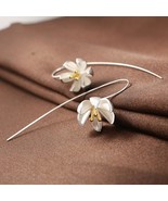 V-Best 925 Sterling Silver Water Lily Themed Hook Earrings for Women - £11.94 GBP