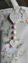 Double hearts keychain charm with beads - £7.46 GBP