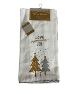 Tis the Season Christmas Kitchen Towels  White Love Peach Joy NEW Set of 2 - £15.91 GBP